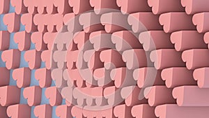 Animated 3d isometric hearts background