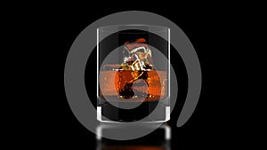 Animated 3D whisky glass with ice