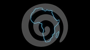 Animated Africa Continent map neon glow blinking for background of technology or business purpose