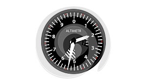 Animated aircraft instrument altimeter. Board of measuring instruments in cockpit of helicopter pilot. Cartoon looped video