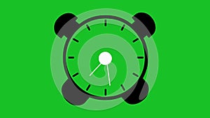 Animated alarm clock 12 hours on green screen motion graphic effects.