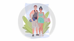 Animated athletic looking couple