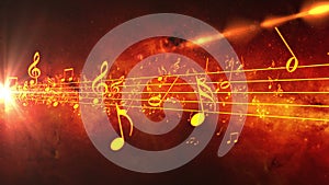 Animated background with musical notes, Music notes