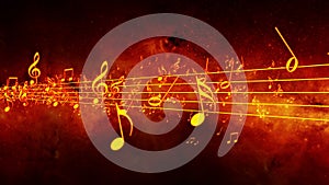 Animated background with musical notes, Music notes