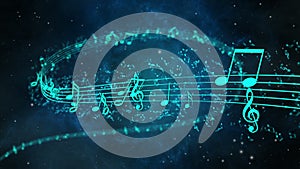 Animated background with musical notes, Music notes - LOOP