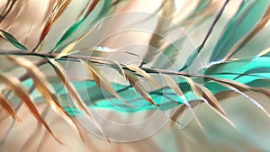 Animated background with palm tree branches on light background