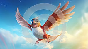 Animated Bird Flying In The Sky - Tiago Hoisel Style