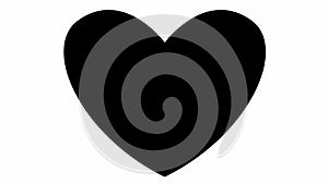 Animated black pounding heart. Looped video of beating heart. Concept of love, health, passion, medicine.