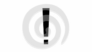 Animated black symbol of exclamation mark. Looped video. Concept of warning, attention, information. Vector illustration