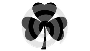 Animated black symbol of leaf of clover. Icon of ?rish plant. Concept of Patrick\'s Day. Looped video.