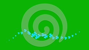 Animated blue symbol of leaf of clover. Icon of ?rish plant fly. A wave of clover. Concept of Patrick\'s Day.