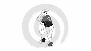 Animated bw baseball player bat