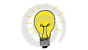 Animated cartoon lightbulb loop invention or idea concept