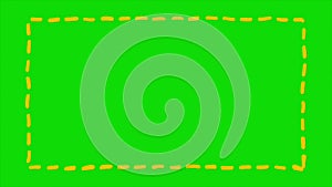 Animated cartoon style frame on a green background.