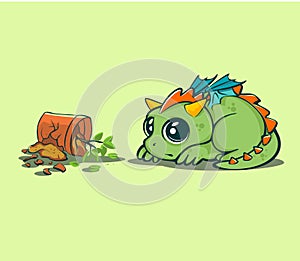 Cute baby dragon animated character for various design photo
