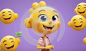 Animated Cheerful Child with Emojis