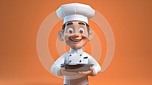 Animated Chef Character Presenting a New Dish. Generative AI