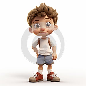 Animated Child With Backpack: Clay Mann Style Cartoon Character