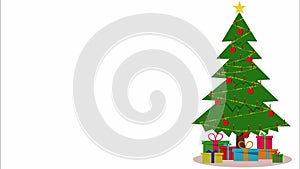 Animated Christmas tree with copy space for cards
