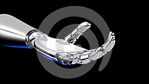 Animated chrome robotic hand