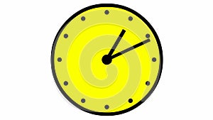 Animated clock. Black and yellow watch. Concept of time, deadline. Looped video.