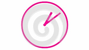 Animated clock. pink linear watch. clockwise rotates. Concept of time, deadline. Looped video.