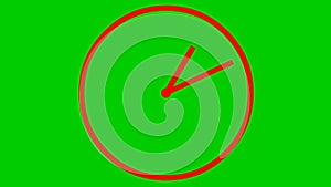 Animated clock. Red watch. Concept of time, deadline. Looped video.
