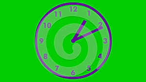 Animated clock. violet watch. Hands of the clock turn quickly. Concept of time, deadline. Looped video.