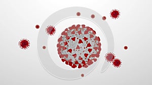 Animated coronavirus model Covid 19, Virus warning, 3D rendering