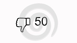 Animated counter quickly increasing to 100 dislike. White background