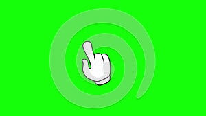 Animated cursor press and hold. Hand gesture animation. Flat icon Mouse click with a green screen. Chroma key.