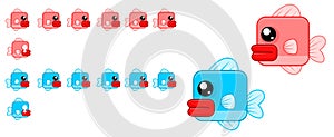 Animated Cute Fish Character Sprites photo