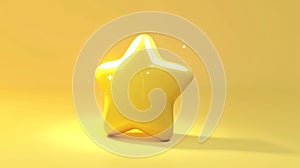 Animated 3D render star, turn around frame. Gold glossy star rotation for mobile game UI. Sparkling object in different
