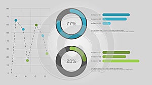 Animated dashboard, marketing and information technologies, futuristic user screen interface with graphs, motion and