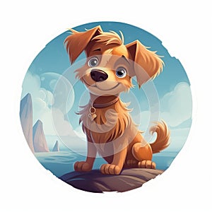 Cartoon Dog Character Art In Fantastic Realism Style photo