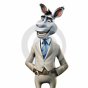 Animated Donkey In Suit: Photorealistic Satirical Caricature photo