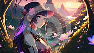 animated fantasy girl on a glowing background