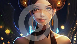 animated fantasy girl on a glowing background