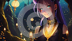 animated fantasy girl on a glowing background