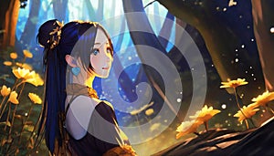 animated fantasy girl on a glowing background