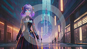 animated fantasy girl on a glowing background