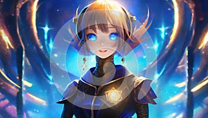 animated fantasy girl on a glowing background