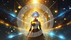 animated fantasy girl on a glowing background