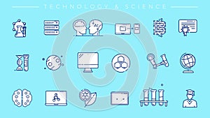 Animated filled icons on Technology and Science.