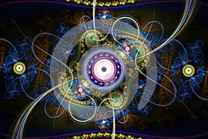 Animated Geometric fractal shape can illustrate daydreaming imagination psychedelic space dreams magic nuclear explosion