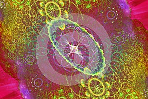 Animated Geometric fractal shape can illustrate daydreaming imagination psychedelic space dreams magic nuclear explosion