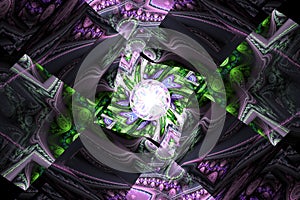 Animated Geometric fractal shape can illustrate daydreaming imagination psychedelic space dreams magic nuclear explosion