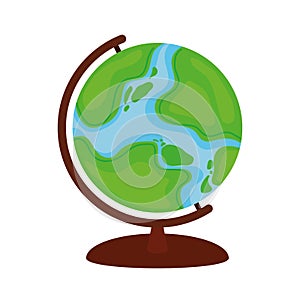 Animated Globe World Map School Cartoon Clipart Icon Vector in Flat Design