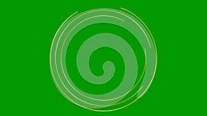 Animated golden circular frame spins. Linear symbol rotates. Copy space for text.