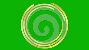 Animated golden circular frame spins. Linear symbol rotates. Copy space for text.